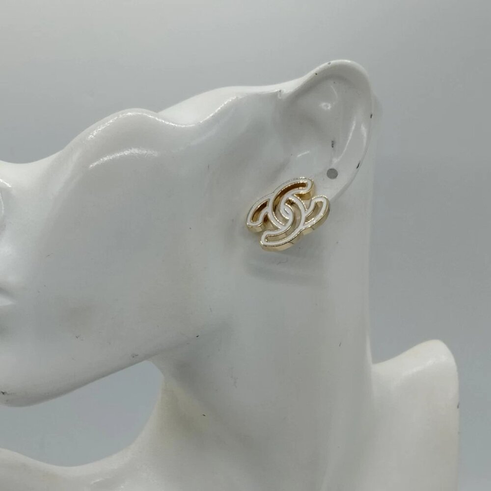 Chanel Pierced Earring Gold Whites 24 S 499-081425 - Picture 9 of 9